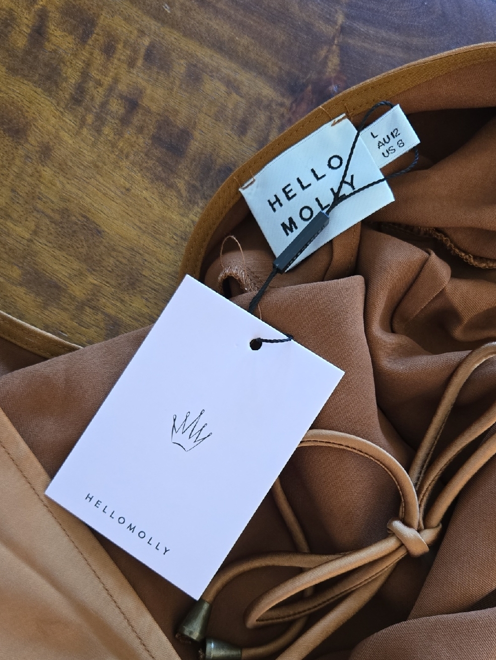 NWT Hello Molly Expressed Permission Long Sleeve Low Back Dress Chocolate Size 8 - Picture 8 of 13